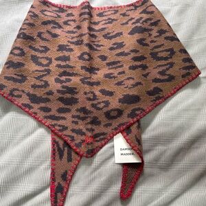 Anthropology Damson Madder. Leopard Print Bandana with Red Stitching